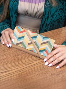 The Clownfish - Multi-Color Printed Handicraft Fabric Vegan Leather Wallet (Set Of 2)