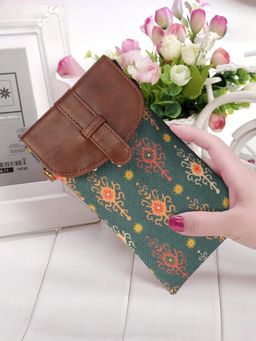 The Clownfish - Green Printed Handicraft Faux Leather Sling Bag for Women