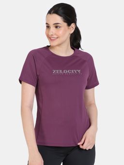 Zivame - Zelocity Quick Dry Relaxed T-Shirt - Damson