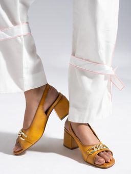 MIORAH - Yellow Leather Sandal Heels