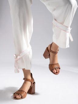 MIORAH - Tan Leather Sandal Heels
