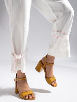 MIORAH - Yellow Leather Sandal Heels