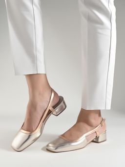 MIORAH - Gold Leather Sandal Heels