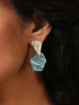 Sohi - Green Gold Plated Drop Earrings