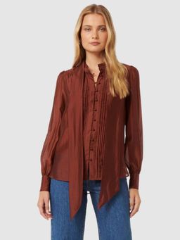 Forever New - Brown High Neck Blouse with Cami Lining (Set of 2)
