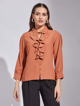 Latin Quarters - Brown Collar Neck Blouse
