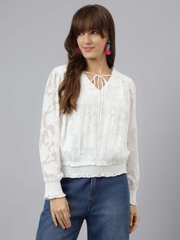 Latin Quarters - White V-Neck Blouse