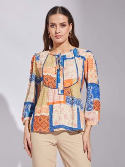 Latin Quarters - Orange Round Neck Blouse