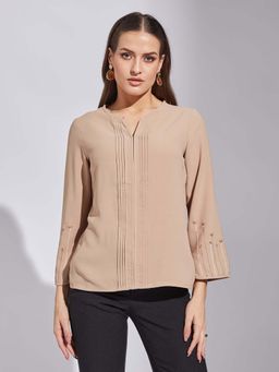 Latin Quarters - Beige V-Neck Blouse