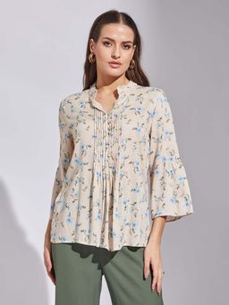 Latin Quarters - Blue Mandarin Neck Top