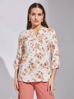 Latin Quarters - Orange Mandarin Neck Top
