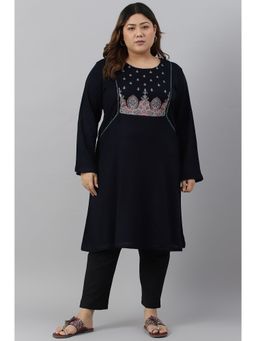 W - Blue Floral Winter Kurta