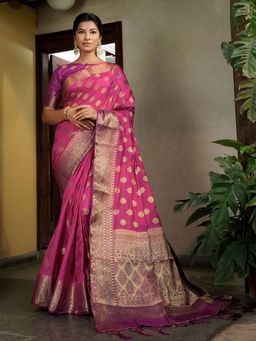 Odette - Pink Colour Traditional Wear Silk Saree with Unstitched Blouse