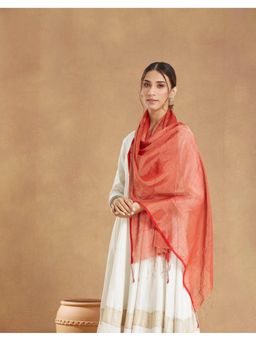Fabindia - Red Cotton Blend Hand Woven Stole