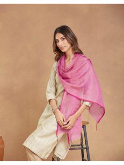 Fabindia - Pink Cotton Blend Hand Woven Stole