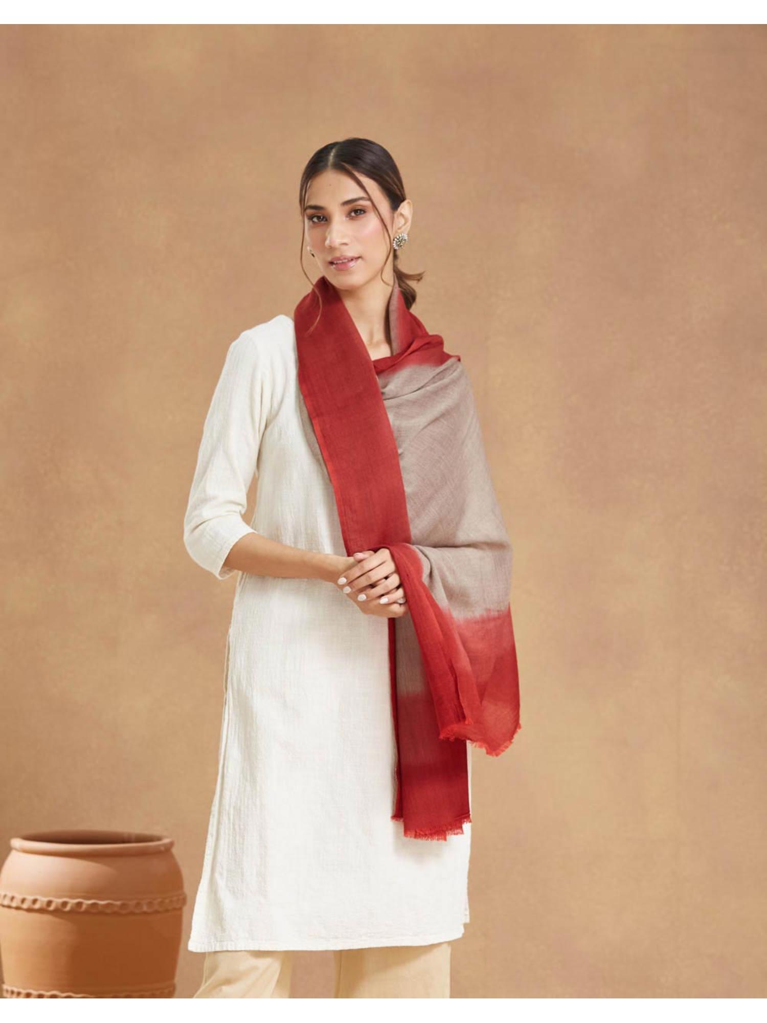 fabindia Red Wool Stole-picture-34