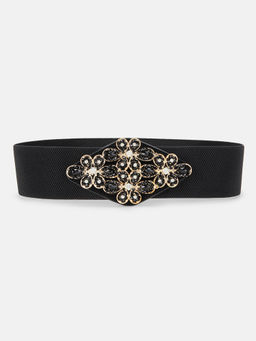 Kazo - Black Crystal Studded Belt