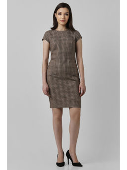 Van Heusen - Women Brown Check Formal Dress