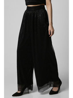 Van Heusen - Women Black Textured Party Regular Fit Pant