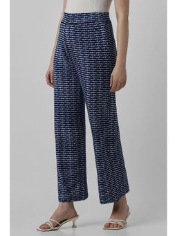 Van Heusen - Women Navy Blue Print Regular Fit Pant
