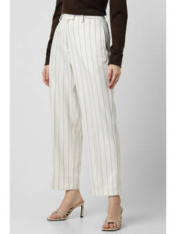 Van Heusen - Women White Stripe Formal Regular Fit Trouser