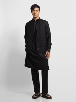 Arrow - Black Embroidered Kurta With Nehru Jacket & Trouser