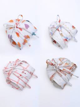 The Boo Boo Club - Muslin Cotton Printed Nappy for Baby (Pack of 4) (0-3 Months)