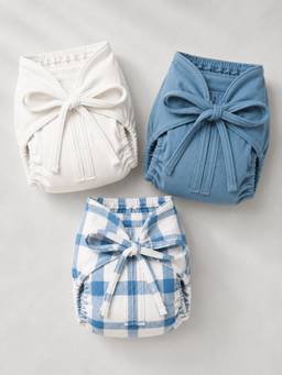 Cocoon Care - Bamboo Cotton Solid & Printed Knitted Nappy for Baby (Pack of 3)