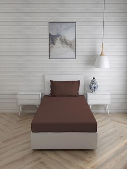 Layers - Be Bold Cotton 144 TC Single Bedsheet Set (Drk Brown)