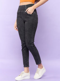 Outzidr - Grey Elasticated Skinny Jeggings