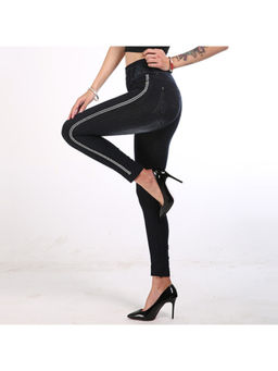 Outzidr - Black Side Embellishment Jeggings