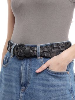 ART N VINTAGE - Women Semi Formal Leather Textured Black Belt