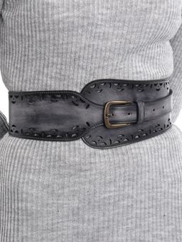 ART N VINTAGE - Women Semi Formal Leather Textured Black Belt