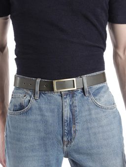 ART N VINTAGE - Men Semi Formal Leather Solid Olive Belt