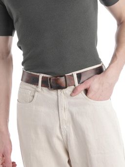 ART N VINTAGE - Men Semi Formal Leather Textured Brown Belt