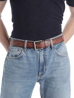 ART N VINTAGE - Men Semi Formal Leather Textured Brown Belt