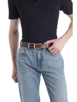 ART N VINTAGE - Men Semi Formal Leather Textured Brown Belt