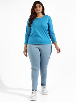 Instafab Plus - Women Solid Stylish Quarter Sleeve Round Neck Top