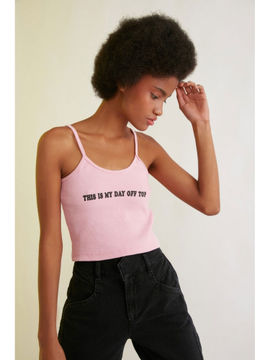 pink slogan crop top