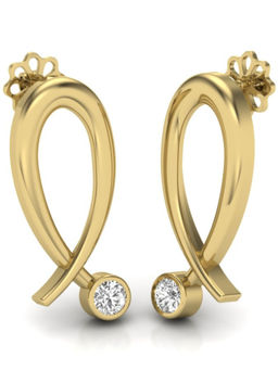 KuberBox - 18K Inverted Alpha Stud Earrings for Women and Girls