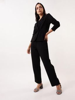 DL WOMAN - Women Black Polyester Textured Regular Fit Co-Ord Set