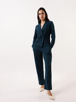 DL WOMAN - Women Teal Polyester Textured Regular Fit Co-Ord Set