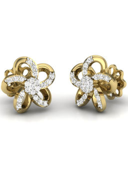 KuberBox - 18K Tipsy Flower Stud Earrings for Women and Girls