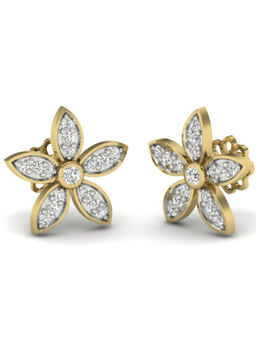 KuberBox - 18K Karnphool Stud Earrings for Women and Girls