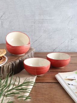 The Decor Mart - Red and Light Pink Small Bowl- Po4
