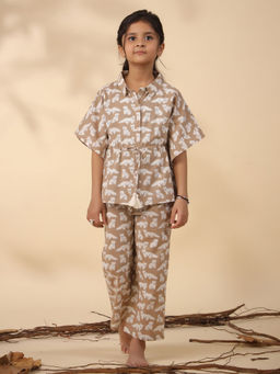 SAY - Pure Cotton Printed Collar Neck Top and Pyjama (Set of 2)
