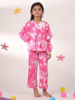 SAY - Pure Cotton Tie & Dye Round Neck Top and Pyjama (Set of 2)