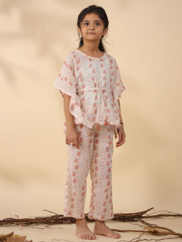 SAY - Off White Printed Round Neck Top and Pyjama (Set of 2)