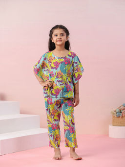 SAY - Pure Cotton Multi-Color Floral Round Neck Top and Pyjama (Set of 2)
