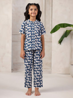 SAY - Blue Pure Cotton Printed Shirt and Pyjama (Set of 2)
